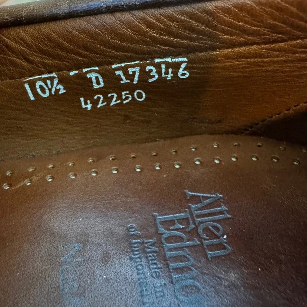 Allen‎ Edmonds Nashua Men 10.5 D Brown Black Leather Kiltie Tassel Loafers 42250
